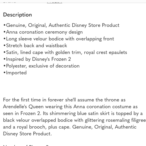 Disney Frozen Anna Costume - Picture 2 of 6